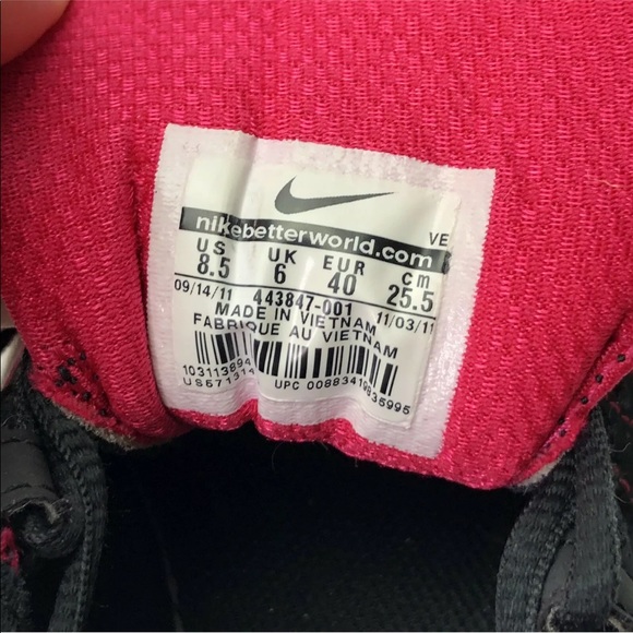 Nike Air Womens Size 8.5 Black Hot Pink Sneakers - Picture 6 of 8